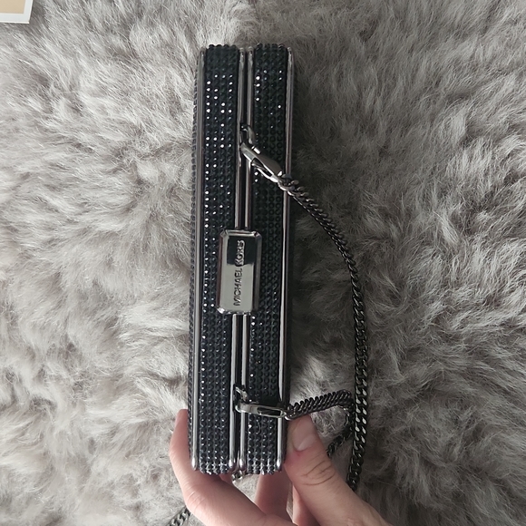 💎RARE💎 NWOT Michael Kors Black Elsie Crystal Embellished Box Clutch - Picture 14 of 16